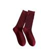 Ankela Red Socks Women's Mid-calf Wine Red Autumn and Spring Collection Red Pile Socks Polka Dot Angola Red