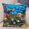 Schildpad Haai Dolfijn Dier Kussensloop Decor Onderwater Wereld Kussenhoes Zachte Pluche Kussensloop voor Bank Huis Auto ,(1)