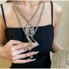 Vintage Metal Chain Necklace & Keychain 2-in-1 Minimalist Collarbone Chain for Women Light Luxury Fashion Jewelry