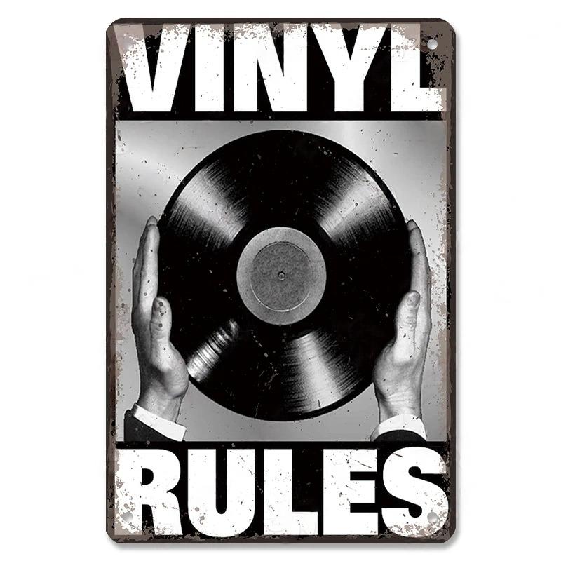 Vintage Kovové Plechové Značky Retro Hudební Plakáty Vinylová Deska Gramofon Kovová Plaketa Nástěnná Dekorace pro Kavárnu Bar Klub