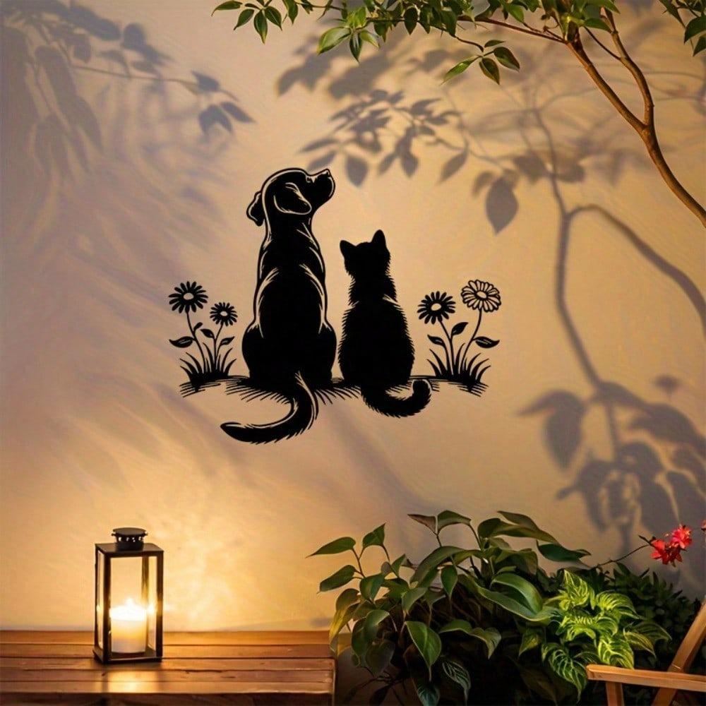 Minimalist Iron Wall Art Dog Cat Dandelion Farmhouse Style Pet Lovers Home Decor