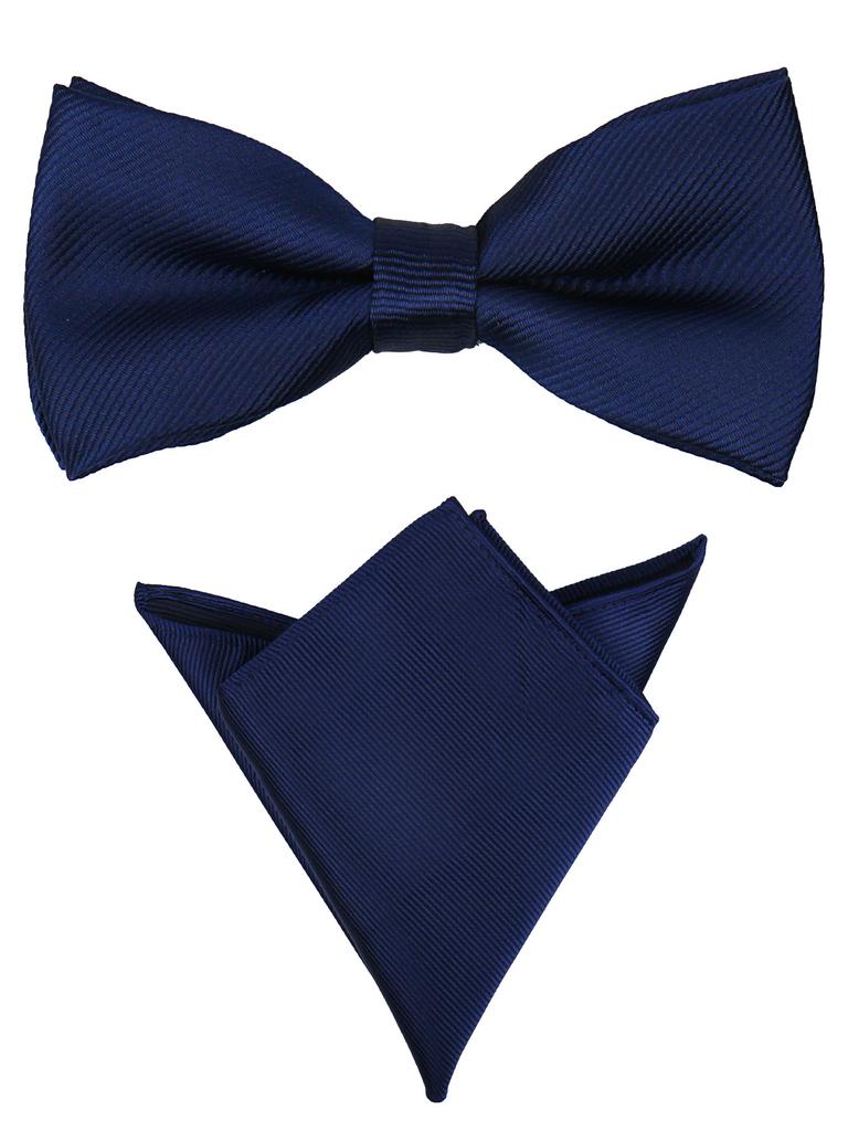 Bow Ties For Men Pre-tied Butterfly Knot Bowtie Hanky Set Solid Color Bow Tie Handkerchief For Adult Male Wedding Gift