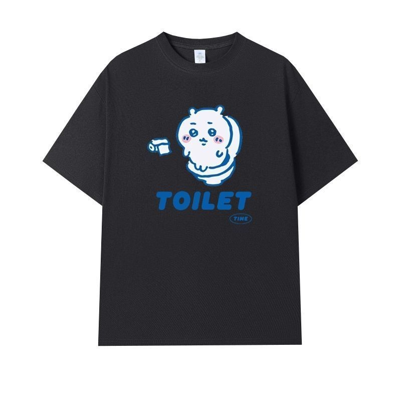 MINISO Чиикава Мультяшный Принт Футболка с Коротким Рукавом Круглый Вырез Женская Мужская Модная Стильная Милая Свободная Удобная Футболка Топы S