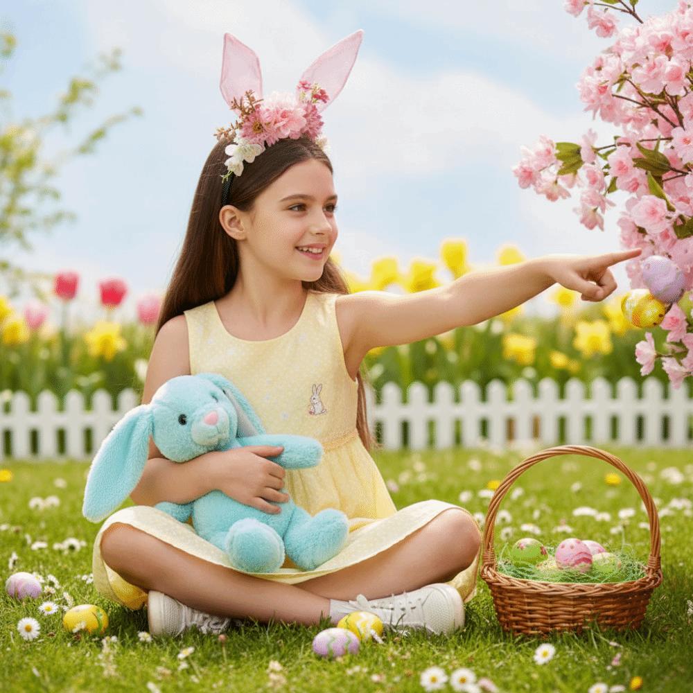 Colorful Rabbit Ears Headband Floral Bunny Ears Hair Hoop Cute Easter Headwear Cosplay Headbands