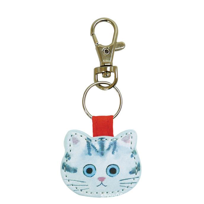 Japanese-Style Cute Kitten Keychain Charm - PU Leather Bag Accessory