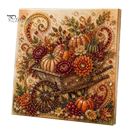 Thanksgiving Home Decor Autumn Faux Pearl Painting Kit, Fall Theme Art DIY Kit for Festive Seasonal Craft Kits Adults, Fox Pumpkin 3D Set Decor,