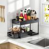 Under Sink Storage Organizer 2 Tier Drawers Cabinet Basket Kitchen Tools Sundries Rack Bathroom Under Sink Sliding Organizers