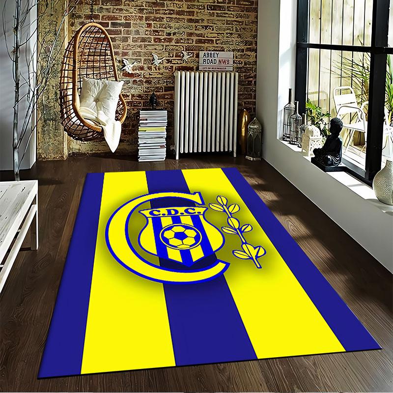Yellow & Blue Striped C.D.C. Logo suitable as a non-slip mat for the living room or bedroom sofa