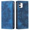 for iPhone 12 Mini Mandala Embossed PU Leather Flip Wallet Case Magnetic Closure Cover
