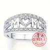 Sterling Silver Ring with Dense Synthetic Zircon Hearts, Mother's Day Gift for Women, a Gift for Mom