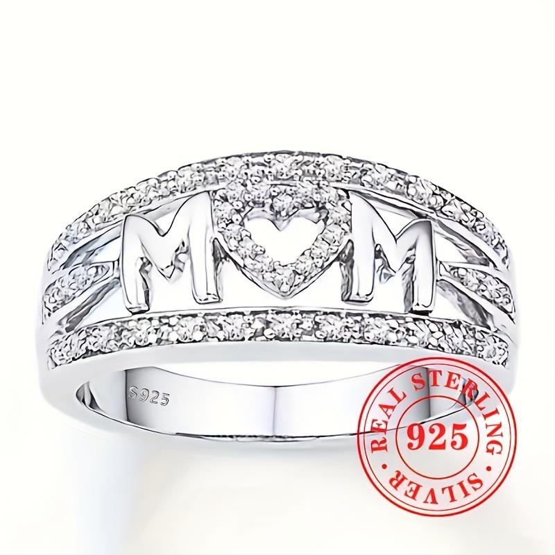 sterling silver ring with dense synthetic zircon hearts, Mother s Day gift for women, a gift for mom 9