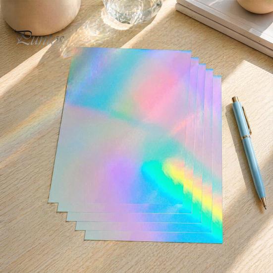 Holographic Vinyl for DIY Projects 2PCS Laminating Film, with Rainbow Shimmering Effect, Waterproof Festive Effect Sheets Scratch-Proof Precoated