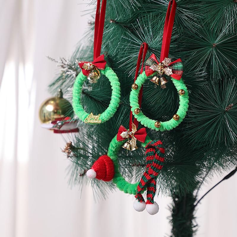 Merry Christmas Wreath Pendant With Bell Car Door Hanging Decoration Xmas Party Christmas Tree Decor Accessories