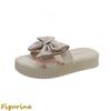 Flip Flops, Bowknot Slippers, Room Shoes, Women's, Stylish, For Summer, Low Heel, Non-stuffy, Open Front, Beautiful Legs, Breathable, Anti-Slip