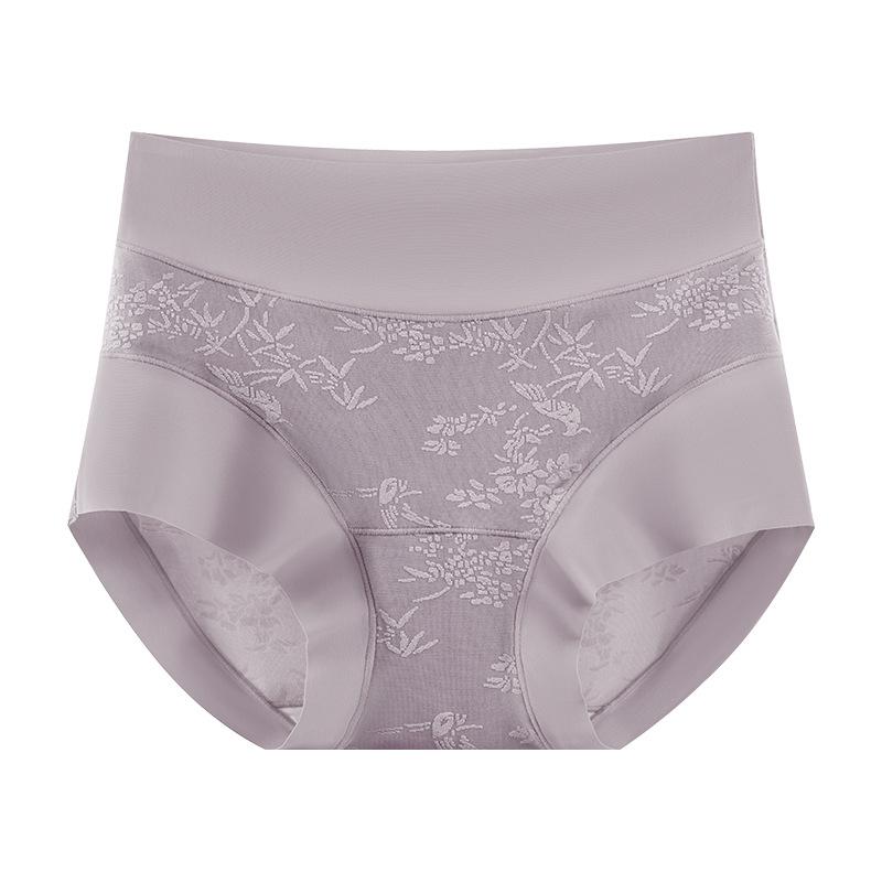 Women's Summer Thin New Jacquard High Waist Belly Mulberry Silk Antibacterial Briefs