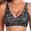 Plus Size Leopard Print Seamless Push Up Bra For Women