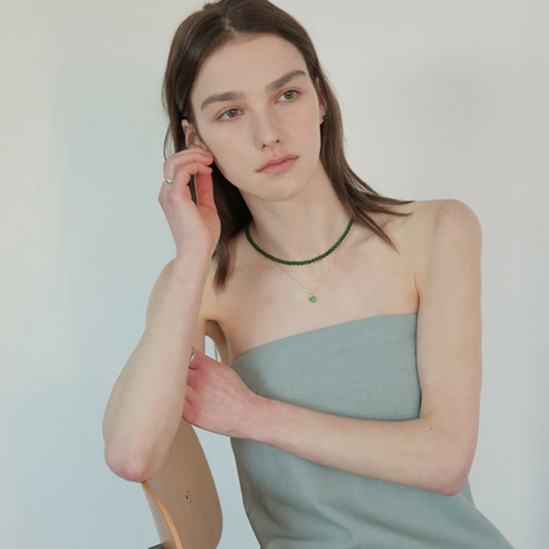 modernlike silver 925 onyx green necklace 4mm