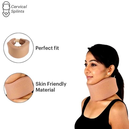 MGRM Soft Cervical Collar For Spondylitis Neck | Adjustable Neck Brace With Extra Support Relieves Pain | Beige Color (Medium) Size