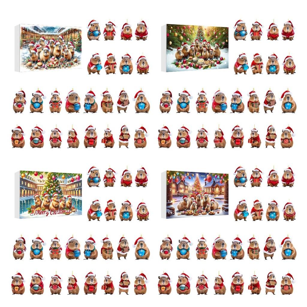 Festive Acrylic Capybara Christmas Countdown Blind Box Fun Collectible For All Ages