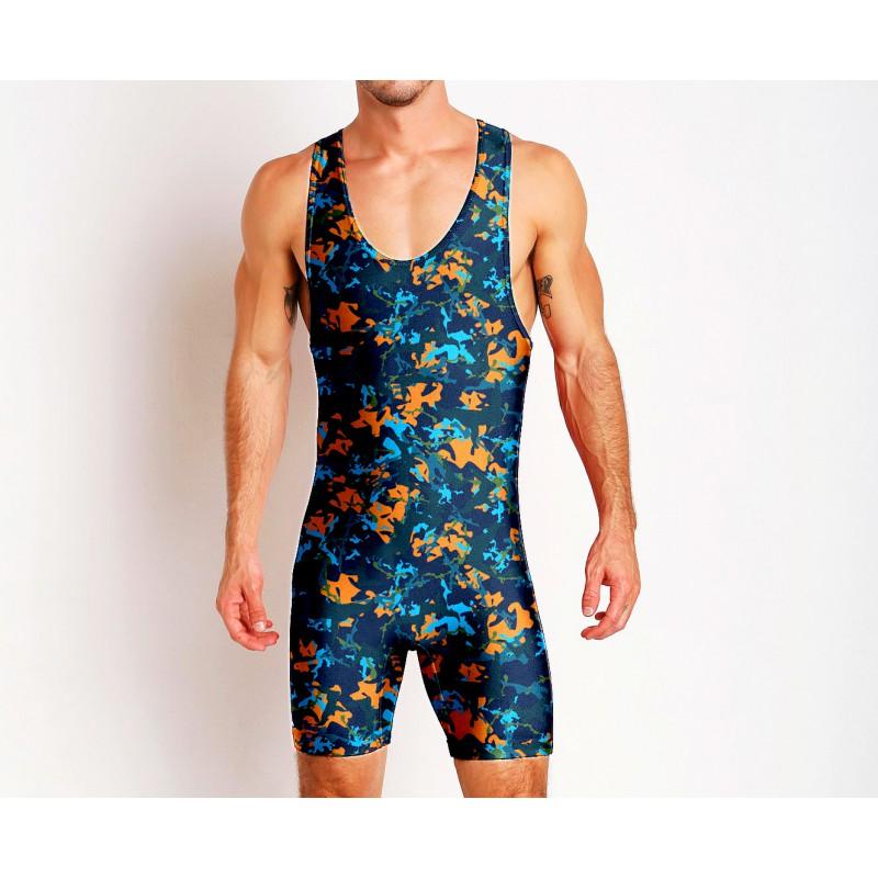 Mens Wrestling Suit One-piece Swimsuit Fitness Gym Workout Clothes Lightweight Breathable Weightlifting Training