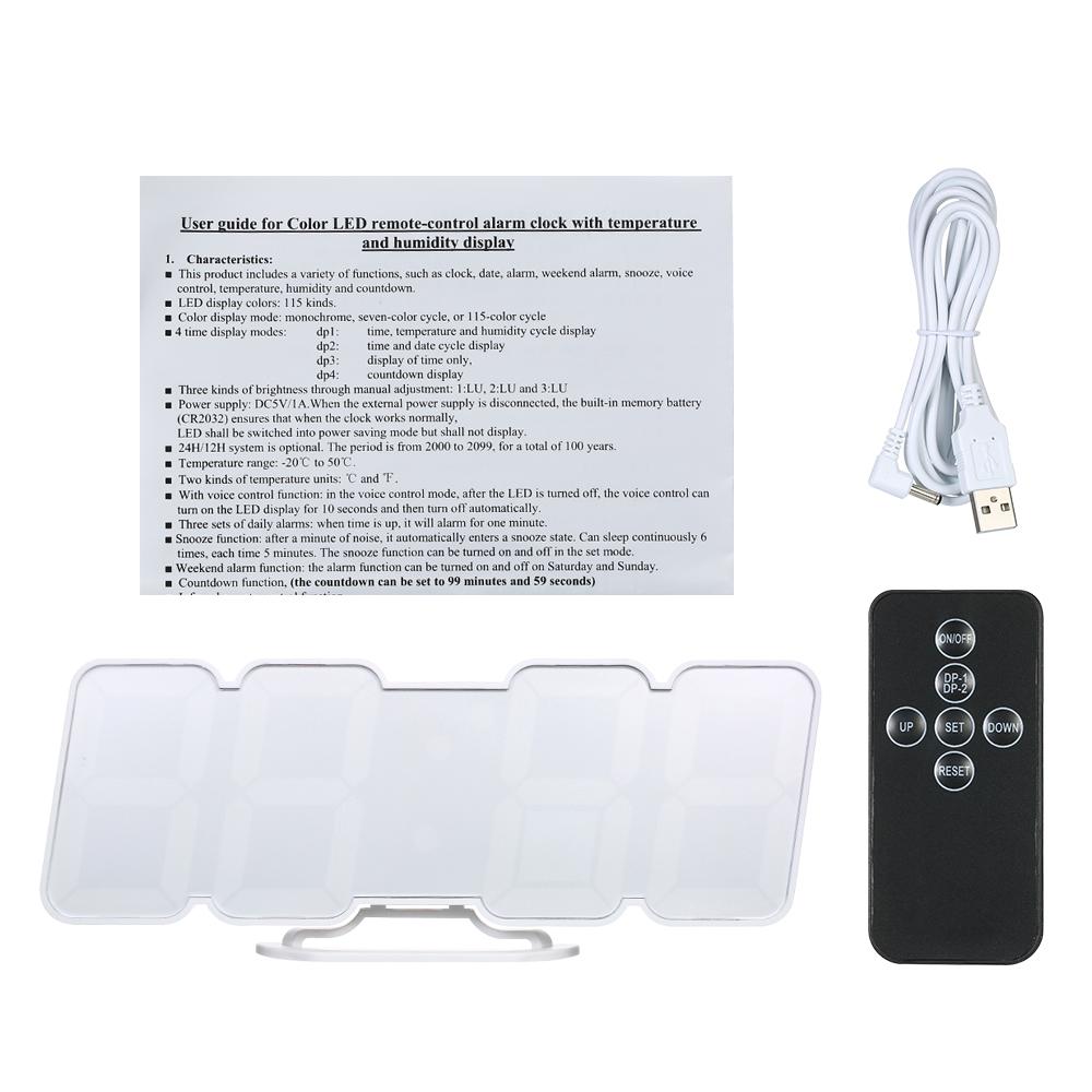 Upgraded 3D Wireless Remote Digital RGB LED Alarm Clock USB Powered TimeCelsiusTemperatureCelsiusDate Display 115-Color Changing 3- Brightness So