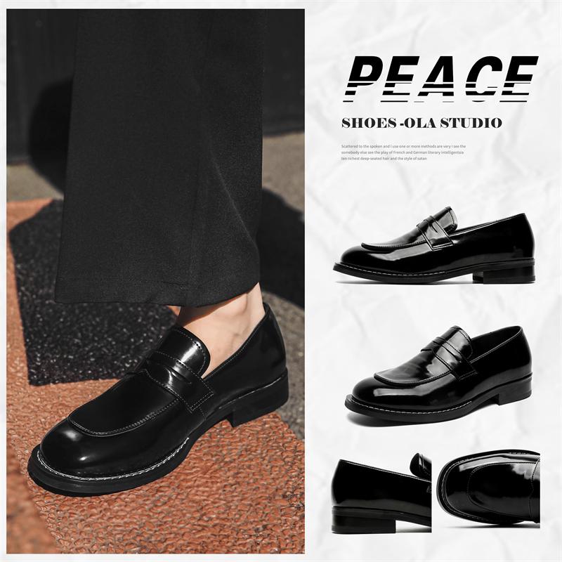 2025 Casual Men Penny Loafers Genuine Leather Slip On Black Casual Business Dress Shoes Mens Wedding Party Office Shoes