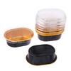 10Pcs Aluminum Foil Cupcake Cups With Lids Non-Stick Foil Baking Cups 68Ml Oval Pudding Dessert Cups Wedding Party Supplies