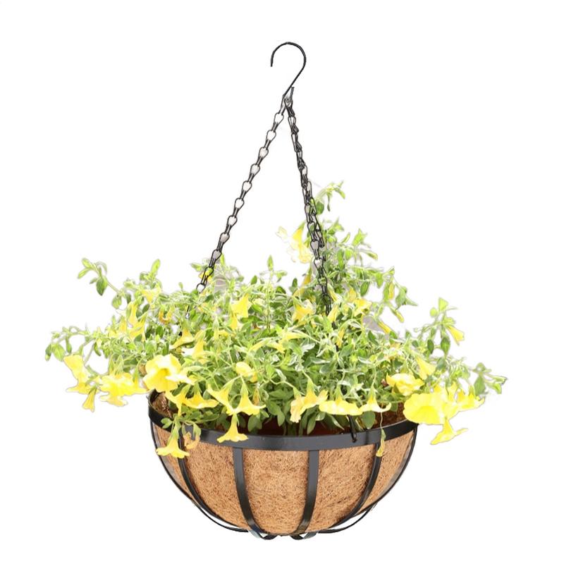 Round Wire Plant Holder Metal Hanging Basket Coconut Liner Lining Plants Flower Garden Pot for Home Balcony Decoration