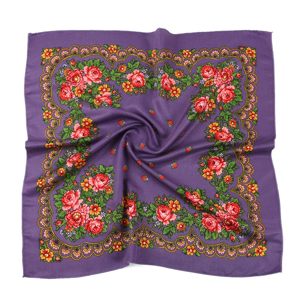 High-Quality 70cm Square Fashion Scarf Women Floral Cotton Bandanas Lady Scarves HIjab Headband Accessories Handkerchief Hair