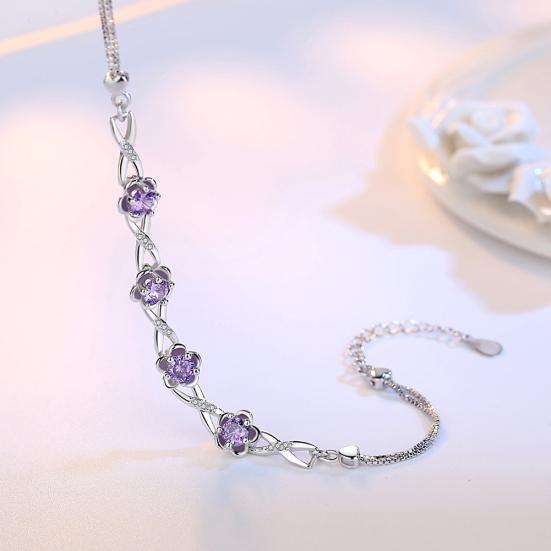 Vintage Plum Blossom Rhinestone Inlaid Women Bracelet Wrist Chain Jewelry Gift