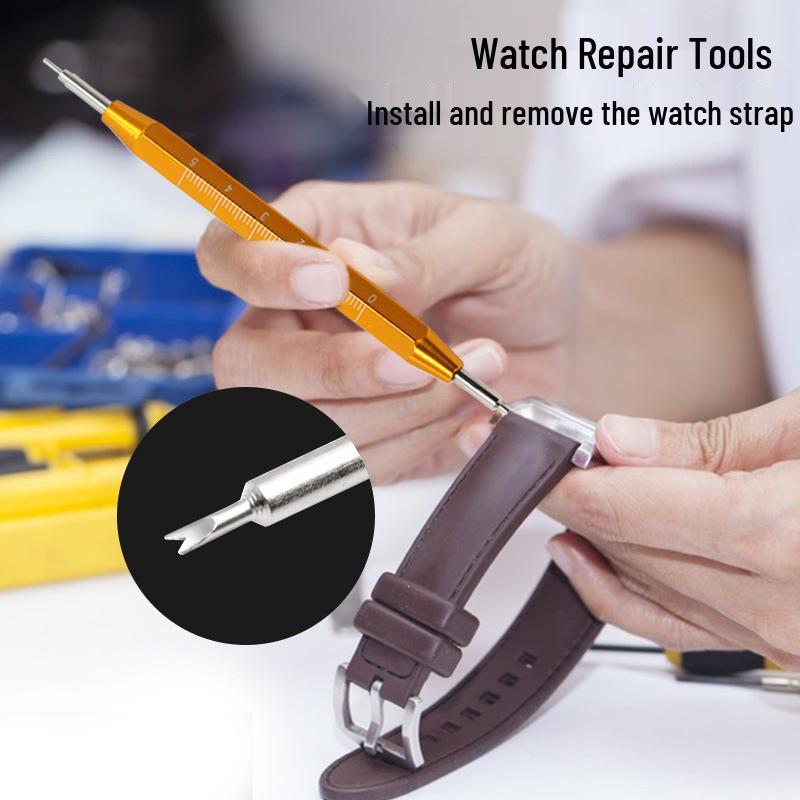 Aluminum Alloy Double-Ended Spring Bar Tool with Scale, Strap Replacement & Removal with Replaceable Bit
