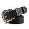 Stylish and Edgy Retro Embossed Women’s Belt  Trendy “It Girl” Subculture Women’s Versatile Leather Belt with Bull Pin Buckle