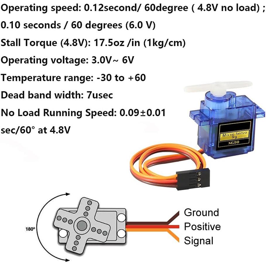 5 ks SG90 Micro Servo Motor Mini Servo SG90 9g Servo Kit Kompatibilní s RC vrtulníkem Letadlo Auto Lodní Robot