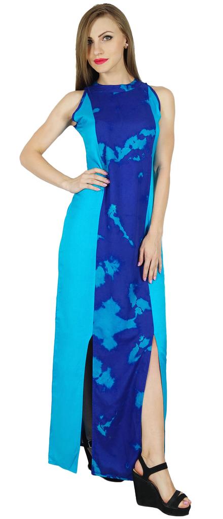 Bimba Women Long Rayon Summer Maxi Dress Resort Wear Sleeveless Gown Dresses