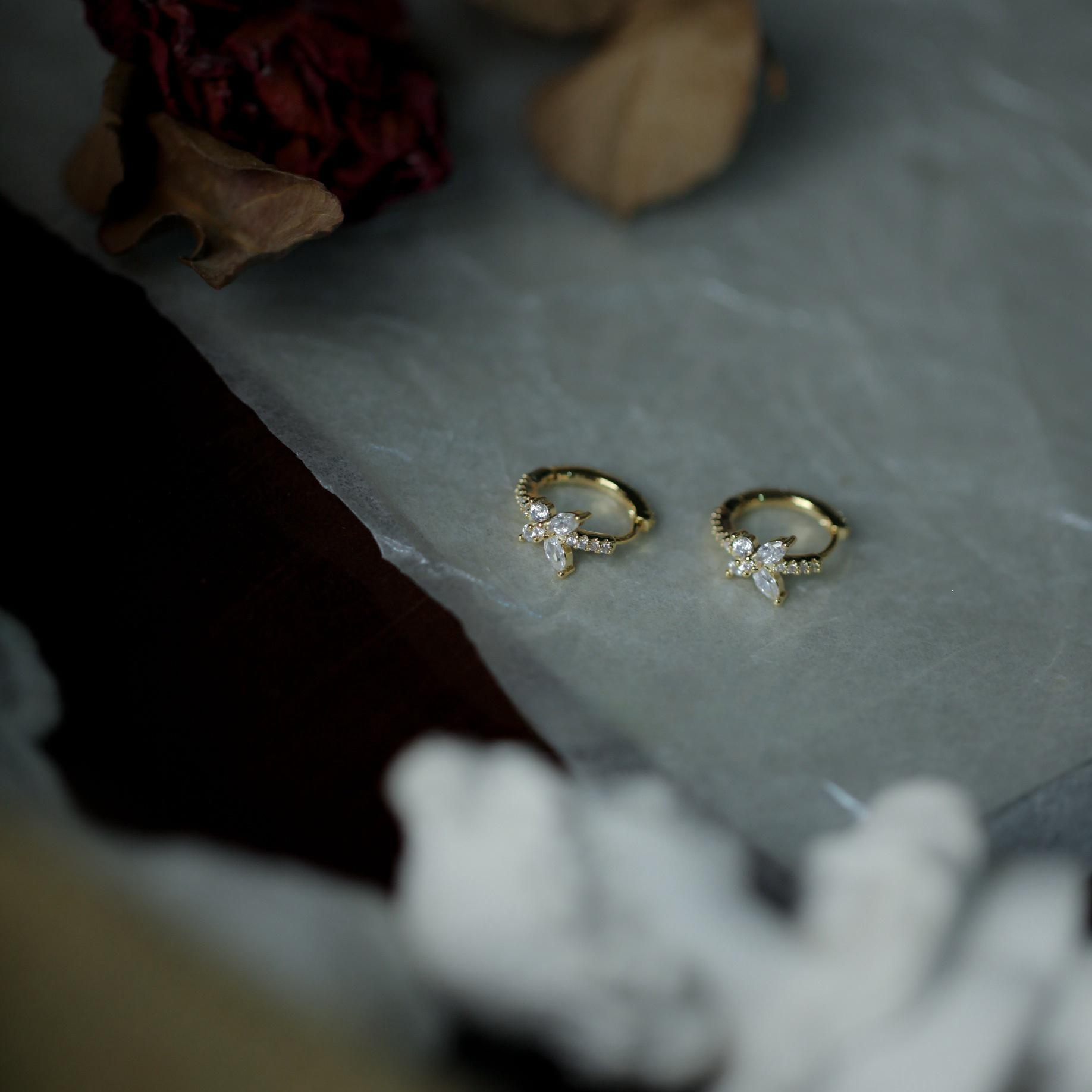 14K Gold-Plated Sterling Silver Butterfly Earrings: Versatile, Exquisite, High-Quality Studs & Hoops 14K Gold Pair