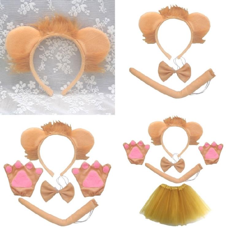 Animal Cosplay Costumes Lions Dress up Hairband Tail Skirt Bowtie and Gloves
