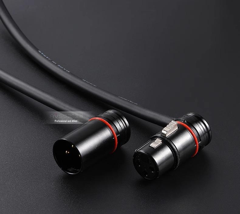 Right-Angle 3-Pin XLR Male to Female Microphone Audio Cable