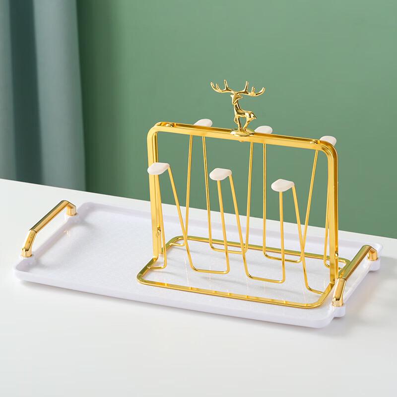 Elk Design Draining Cup Holder with Handle and Tray