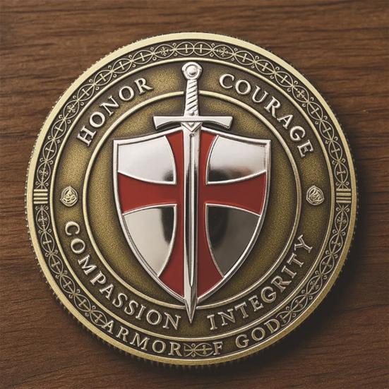 Helig Beskyddare Kristet Utmaningsmynt Riddare Bön Design Minnesmynt Tro Symbolik Andlig Gåva