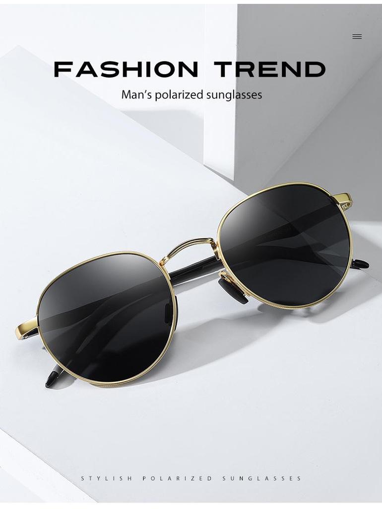 Aolong Retro Polarized Round Sunglasses, Unisex Mirror Reflective Aluminum-Magnesium A553