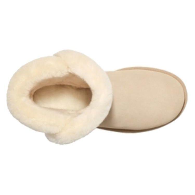 UGG Sheepskin And Fur Integrated Round Toe Short Tube Snow Boots Women Boots Beige 1153512-SWD