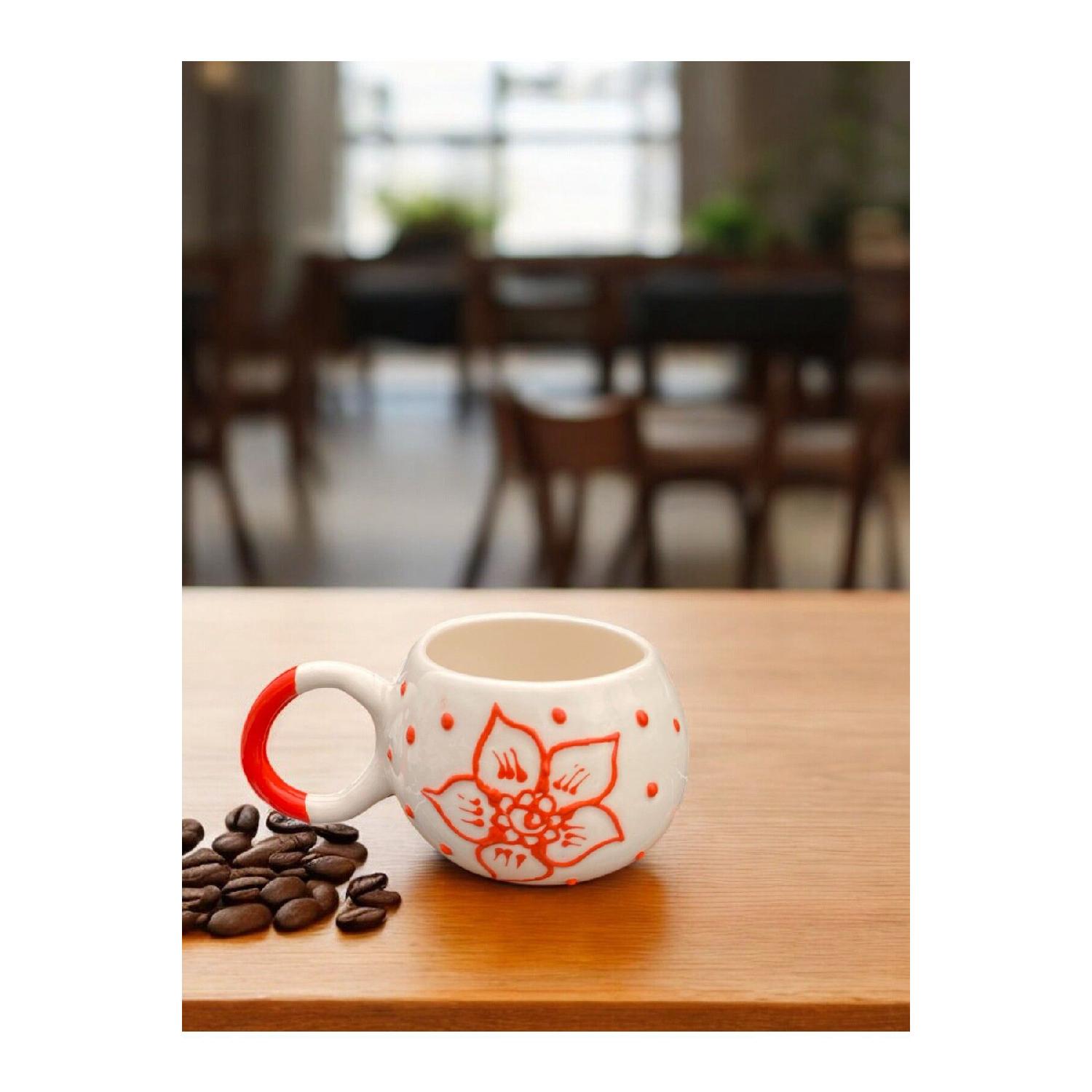 

Керамическая кружка ручной работы с тиснением оранжевого цветка оранжевый