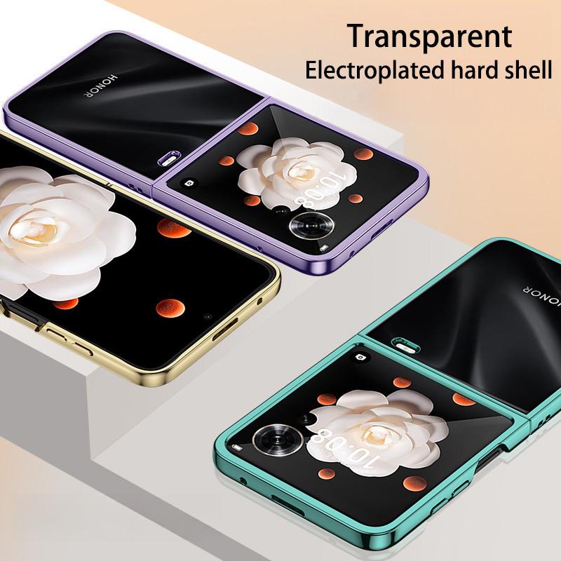 Case For Honor Magic V Flip MagicV VFlip Ultra Thin Hard Electroplated Color / Split Body Transparent Cover Protection Shockproof Back Anti Drop Shell