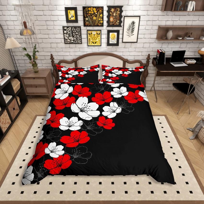 Homewish Cartoon Chic Flower Duvet Cover Set,Outer Space Planet Jungle Mushroom Bedding Set,Dreamy Stars Moon Bed Set