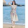 Demana Romantic French Floral Print Mid-Sleeve Midi Dress