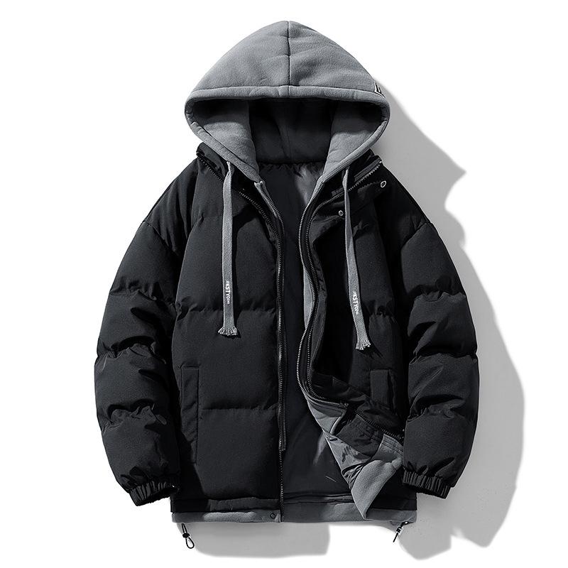 Fake two-piece cotton jacket teenager winter jacket Korean version thickened padded jacket 2025 new winter men's multi-color trend padded jacket