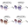 Metallic Frame Geometric Sunglasses With Gradient Pink Lenses Uv400 For Outdoor Activities And Parties