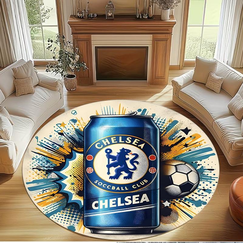 Football Club F.C Print Round Rug, Washable Floor Carpet, For Entryway Dorm Laundry Room Office Study, Home Decor Birthday Christmas Gift