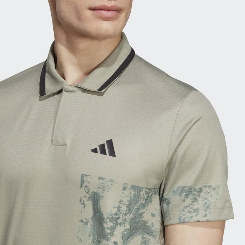 Adidas Tennis Paris Heat.Rdy Freelift Polo Shirt With Tie-Dye Print Men Tops Pebble Silver-Gray HT7233