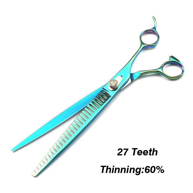9.0" Gem-Colored Pet Grooming Fishbone Teeth Scissors with Bag